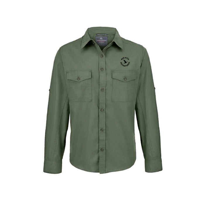 Male Craghopper Safari Long Sleeve Shirt - Dark Cedar Green